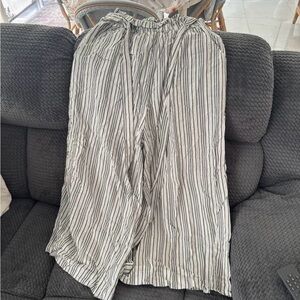 American Eagle Outfitters Black and White Striped Wide Leg Pants